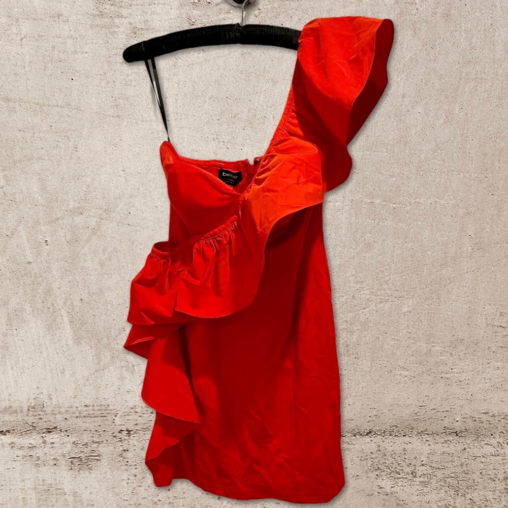 BEBE ONE SHOULDER RUFFLE DRESS - Picture 5 of 6
